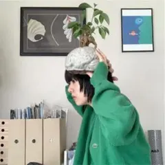 80s LACOSTE IZOD アクリル カーディガン L グリーン