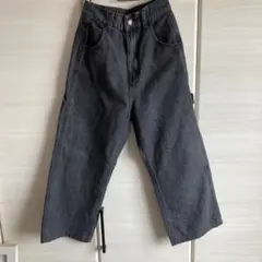 ダークグレー ウエストゴム デニムパンツ S
