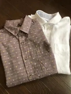 メンズ  シャツ  二枚セット  柄シャツ   白シャツ