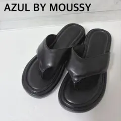 【美品】AZUL BY MOUSSY 中綿入り合皮トングサンダル ブラックのサムネイル