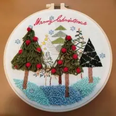 クリスマス刺繍、刺繍枠付き
