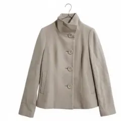 INDIVIインディヴィ カシミヤ混スタンドカラーショートコート（38）上質