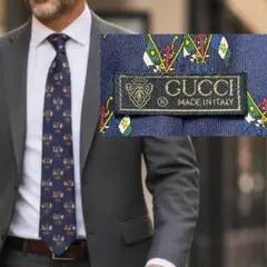 【GUCCI】ネクタイ 総柄デザイン シルク イタリア製 ビジネスのサムネイル