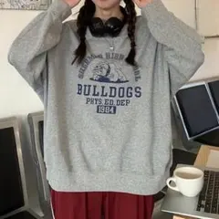 トレーナー スウェット XL グレー ブルドッグ 犬 大きいサイズ 男女兼用