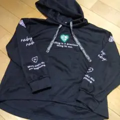 rabyraby ロゴプリント パーカー ブラック