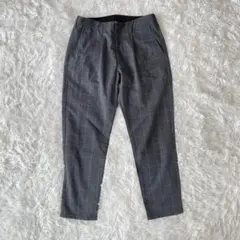 THE SHOP TKテーパードカジュアルパンツ（L）グレー系　チェック柄