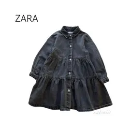 ZARA kids . ブラック デニム ティアード シャツ ワンピース 104