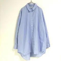〈ユニクロ〉長袖シャツ　薄手　シンプル　水色　L