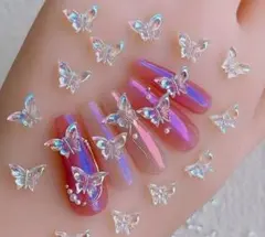 ネイルパーツ　デコパーツ　蝶々　バタフライ　オーロラ　１２個