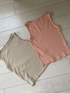 ノースリーブ ボートネックトップス2枚組