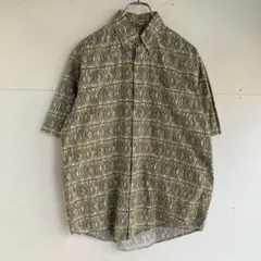 総柄シャツ ヴィンテージ デザインシャツ ボタンダウンシャツ 半袖 コットン