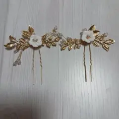 ウェディング ヘッドドレス 白い花　ヘッドドレス