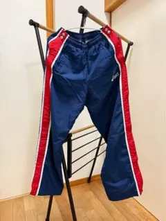 asics ウォームアップパンツ ネイビー/レッド