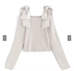 GRL グレイル mb1546 オフショルダーリボンストラップニットトップス