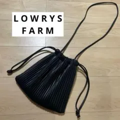 LOWRYS FARM 黒 プリーツデザイン ショルダーバッグ 巾着バッグ