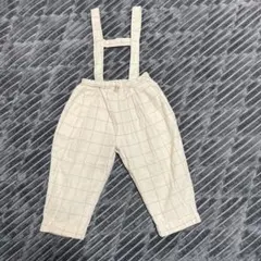 サスペンダー付きチェック柄長ズボン 100