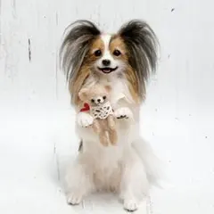 羊毛フェルト 犬 パピヨン