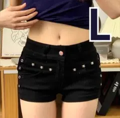 y2k ローライズ ショートパンツ　Ｌ 平成グランジ ギャル ブラック 韓国