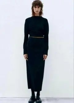 ZARA ハイウエストフィットミディスカート【XS】