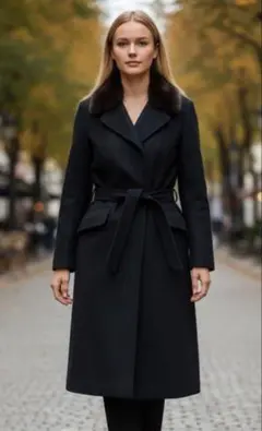 マックスマーラ100%カシミア襟ミンクベルト付き豪華一生もの美品コート　最終価格