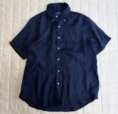 Polo Ralph Lauren 半袖リネンシャツ ネイビー XS POLO Ralph Lauren リネン100% 半袖シャツ ネイビーロゴ現行 - メルカリ