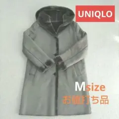 【ユニクロ】グレー ムートン風コート Mサイズ フード付き