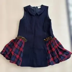 値下げ⭐︎petit main ワンピース ネイビー チェック