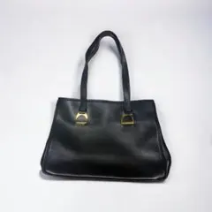 LANCEL ゴールド 金色 レザーハンドバッグ トート レザー ブラック 黒