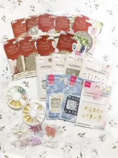 ネイルスタンプ ネイルシール ネイルパーツ セット まとめ売り 24点