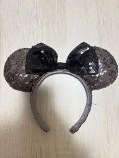 ミニーカチューシャ 黒と茶色のスパンコール