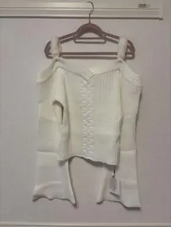 GRL　ファーオフショルフレアスリーブニットトップス[an1345]