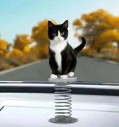 ハチワレ　はちわれ　カーアクセサリー　カーインテリア　バネタイプ　　猫　ネコ