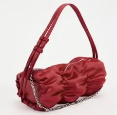 新品　ザラ ZARA ギャザーショルダーバッグ レデ イース　レッド 赤