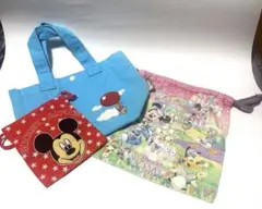 ミッキー巾着&くまのプーさん手提げバッグ3点セット
