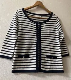 【美品】ノーカラージャケット風　　　　　　　　　　　　　　ニットカーディガン