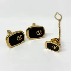 VALENTINO Vロゴ カフス タイピン セット ゴールド ブラック♡のサムネイル