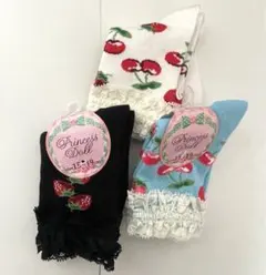 Princess Doll チェリー&いちご柄靴下3足セット 15~19cm