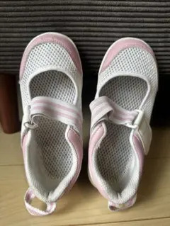 IFME メッシュ素材のホワイト/ピンク上履き 18.5センチ