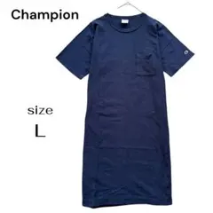 チャンピオン リバースウィーブ Tシャツワンピース ヘビーウェイト ネイビー L