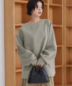 モノマート　ピグメントボートネックオーバーサイズダンボールスウェット　ロング　L