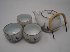 有田焼　急須＆湯飲みセット　青いお花　西峰作　急須は未使用品