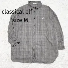 【美品】クラシカルエルフ　チェック柄 ビッグカジュアルシャツ 七分袖size M