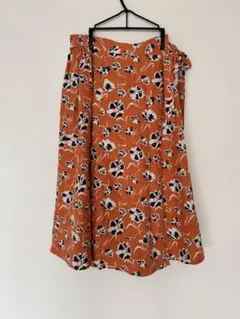 ビームスハート花柄ラップスカートリネン混