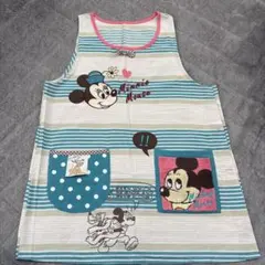 ミニーマウス・ミッキーマウス エプロン　保育士　ボーダー