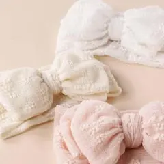 【3個セット】リボン付きヘアバンド ベビー用