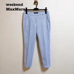 weekend MaxMara 幾何学柄 スリムパンツ 38 サックスブルーのサムネイル