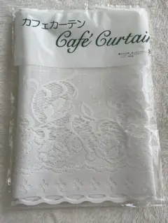 ホワイト花柄カフェカーテン 39センチ×156センチ