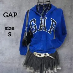 y2k ギャップ GAP ジップアップ パーカー 平成ギャル アーチロゴ 青 S