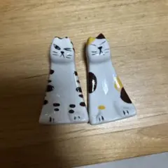 猫の形 陶器製箸置き 2個セット