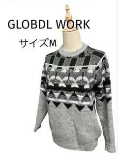 【GLOBAL WORKグローバルワーク】柄ニットセーターグレーM